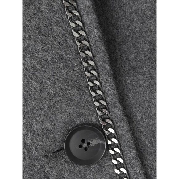 Kobi Halperin Womens Lyra Chain-Trim Double-Breasted Coat Medium Grey - NWT $798 - Picture 8 of 9